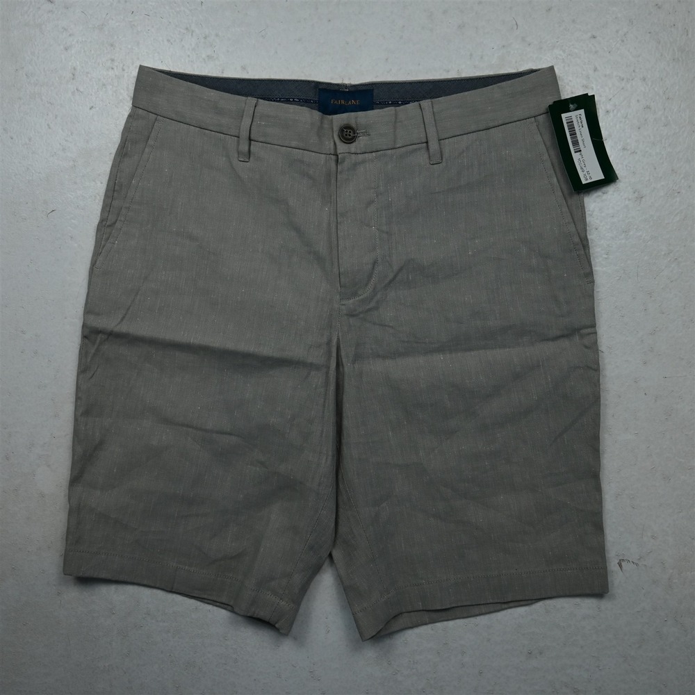 NEW Fairlane 32x10" Gray Stretch Linen Chino Mens Shorts